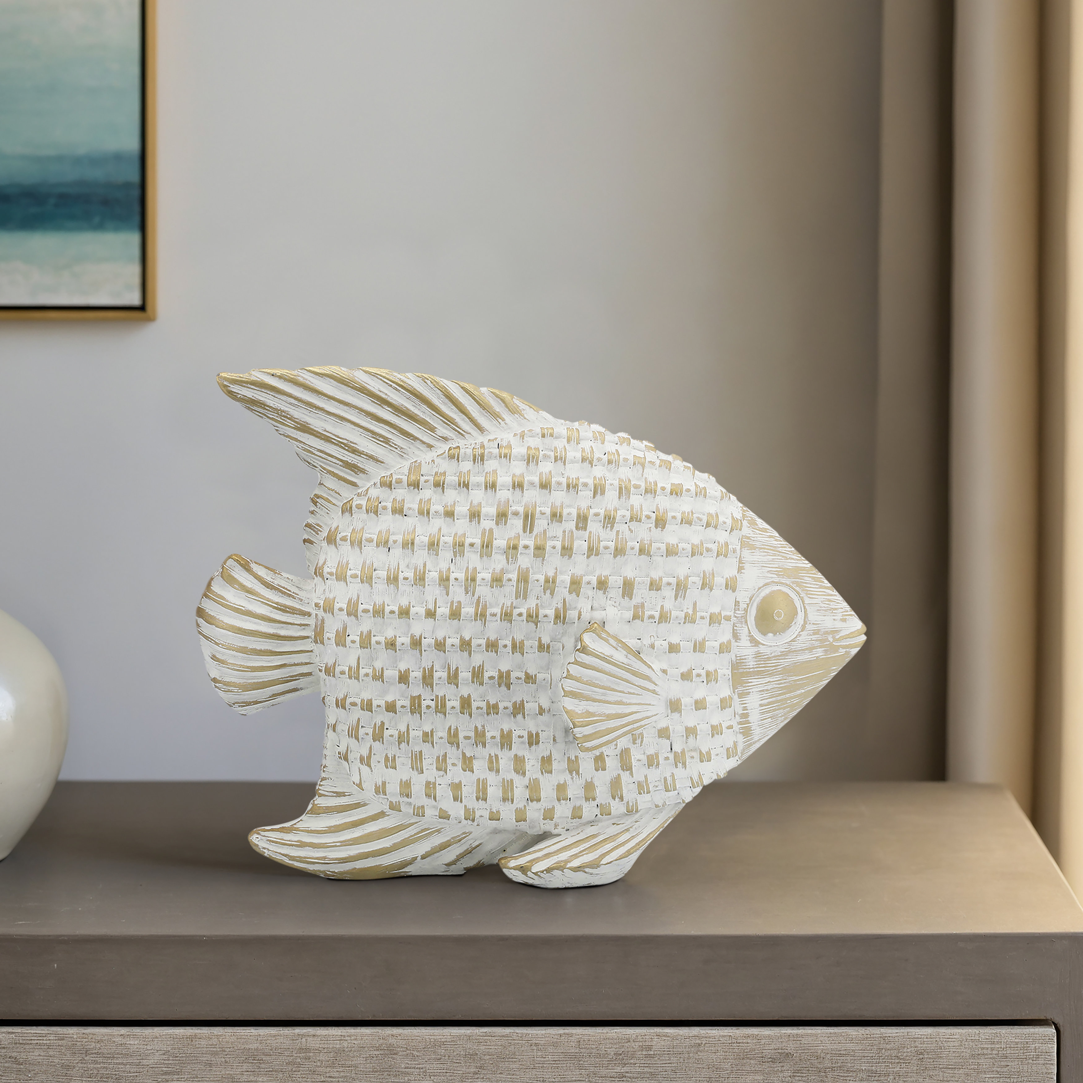 Ceramic Standing Fish Statue