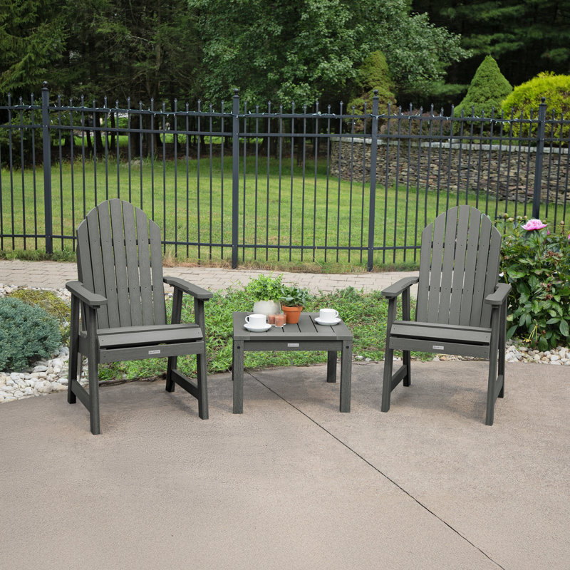 Chaise Adirondack en plastique avec table Anette, Teck côtier