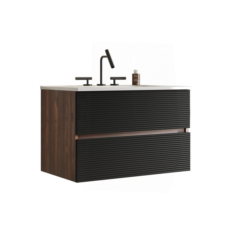 Meuble-lavabo mural 30 po Gloria, 30", Noir / brun