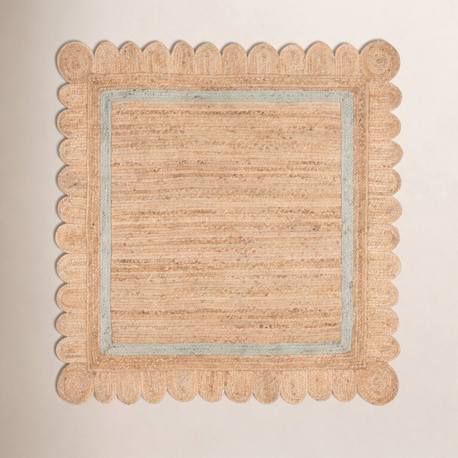 Inaki Hand-Woven Geometric Jute Rug, Square 6'