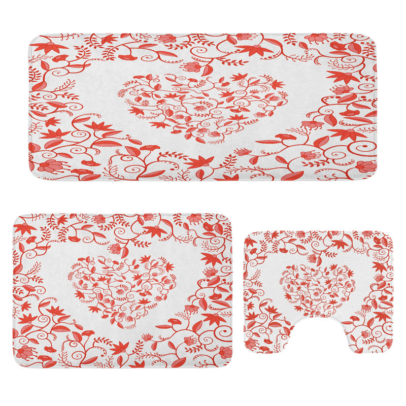  Tapis de salle de bain 3 pièces Valentines Day