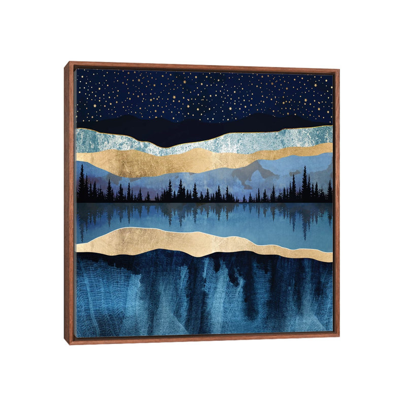 Lac de minuit - imprimé, Cadre flottant brun, H 26 po x l 26 po x P 1,5 po