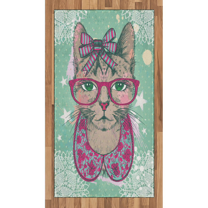 Cat High Density Long Fiber Poly Threads Decorative Area Rug Carpet, Rectangle 2'7" x 5'
