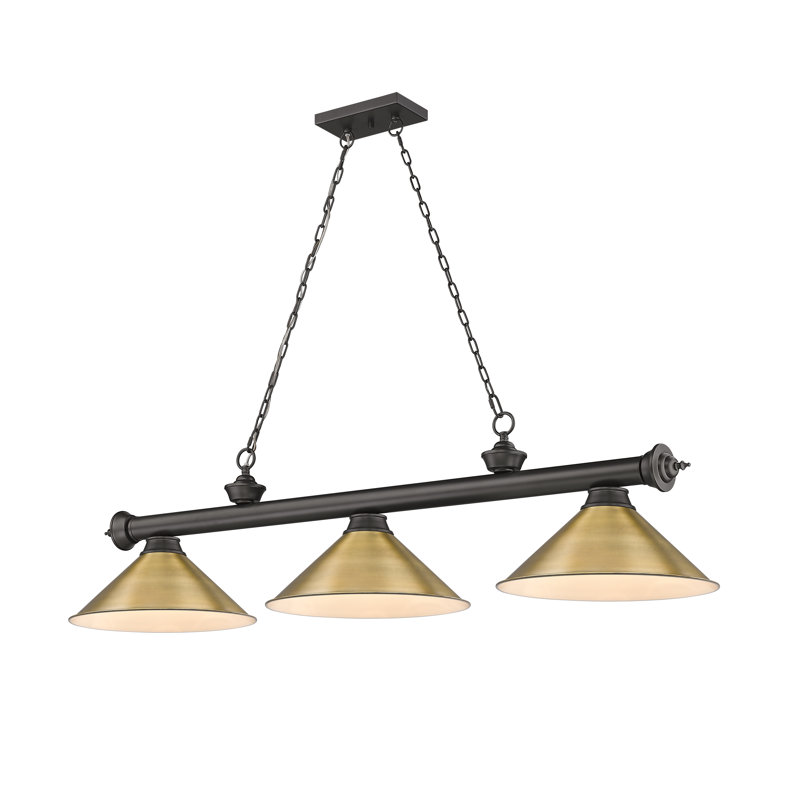 Bronze and Rubbed Brass 3-Light Billiard Pendant