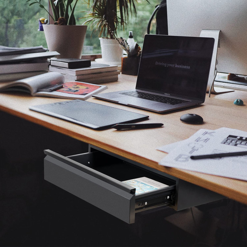 15.5cm H x 45cm W Desk, Black