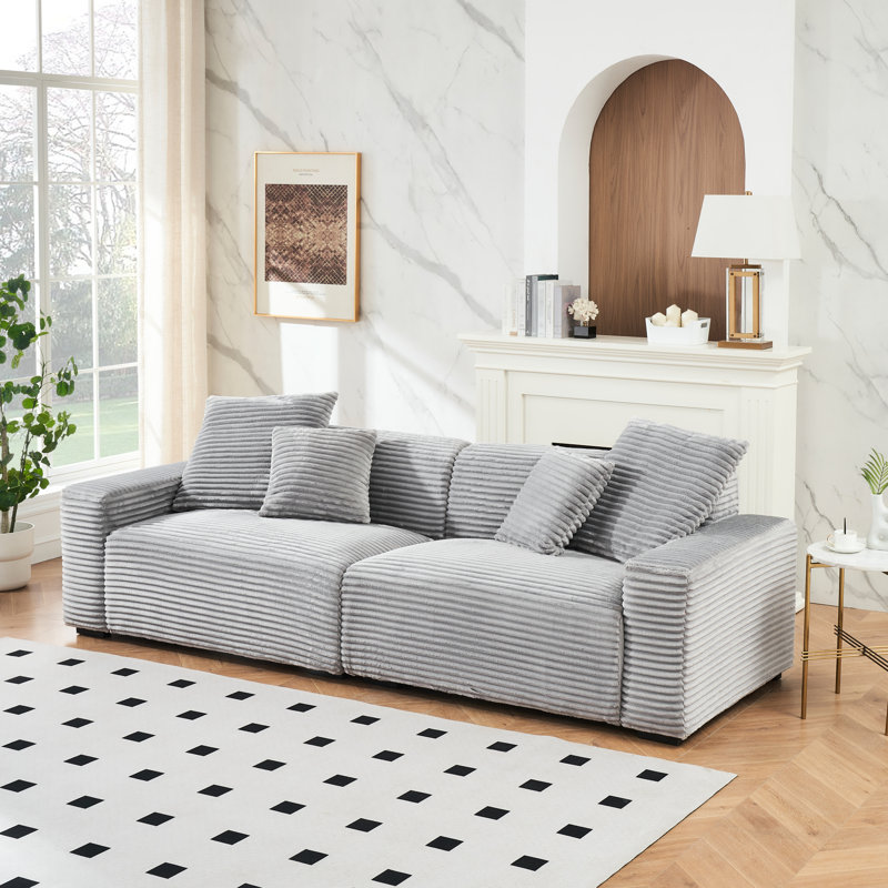 4 taies d'oreiller amovibles de 105,34 po, 4 velours côtelé gris, confortables pour la lecture, les sièges antitaches et la maison
