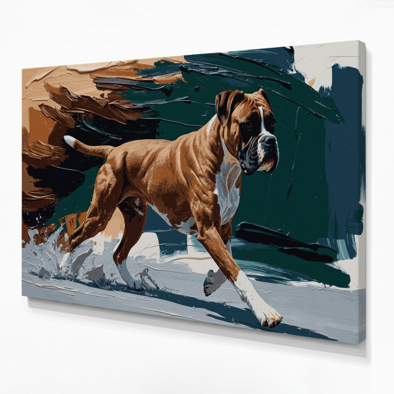 «Dogs Boxer», art mural sur toile noire, H 11 po x l 14 po