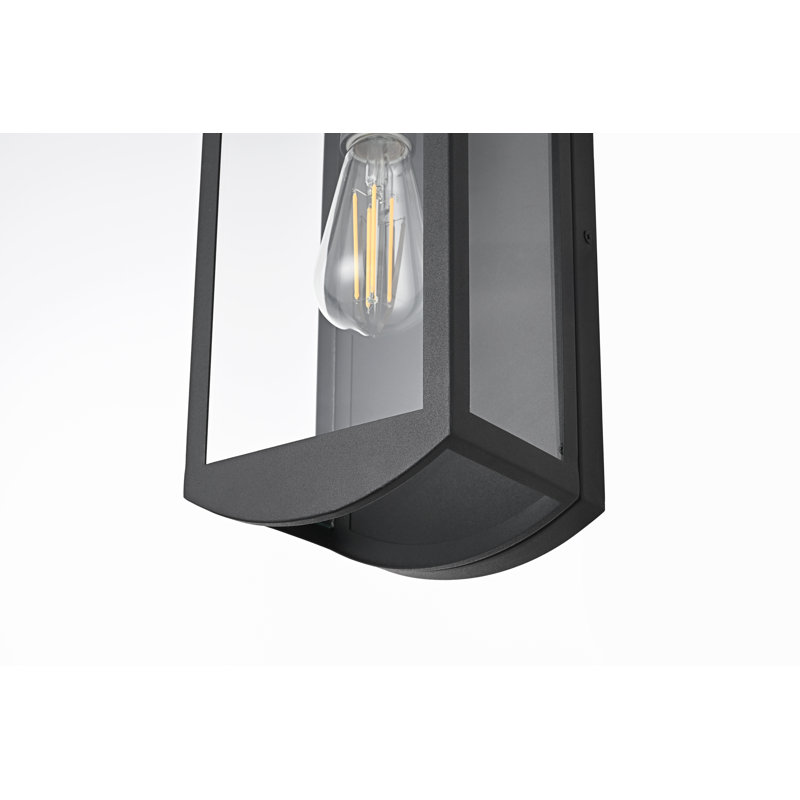 Miles Outdoor Wall Sconce in Black, 14" H x 6" W x 6" D
