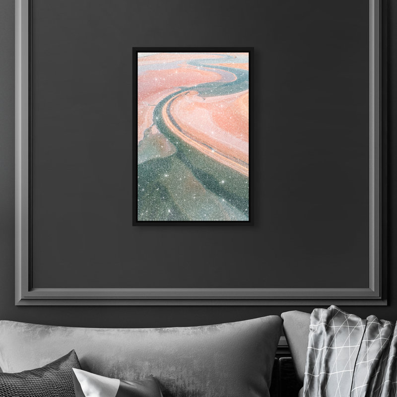 Peach Sand Abstract Canvas Print by Oliver Gal, Black Frame, 10 x 15, 11"H x 16"W, Black Floater Frame