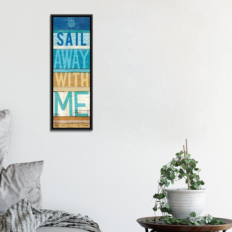 « beachscape inspiration iii », art textuel sur toile, H 36 po x l 12 po x P 1,5 po, Toile avec cadre noir