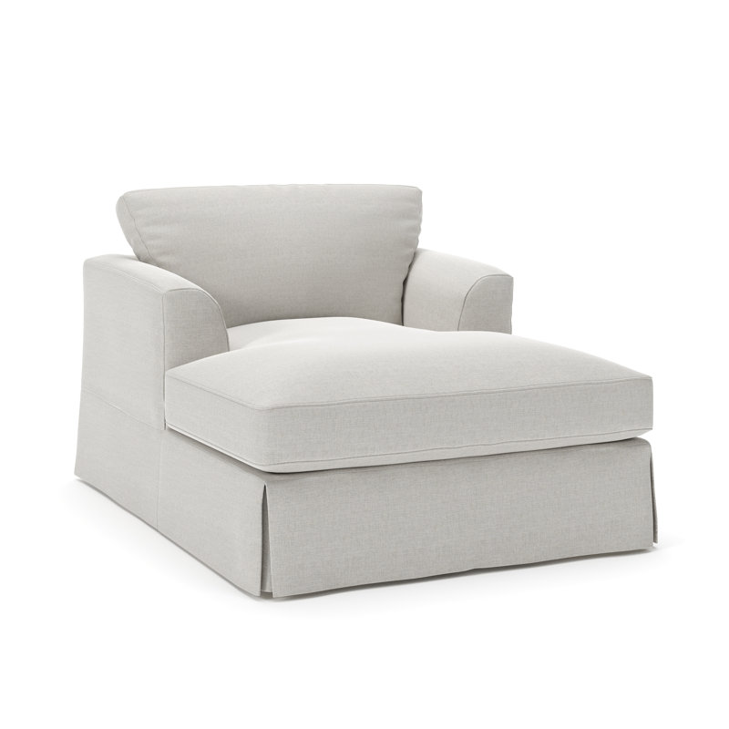 Méridienne Lucia, Tissu natté ivoire Drusky Sustain®