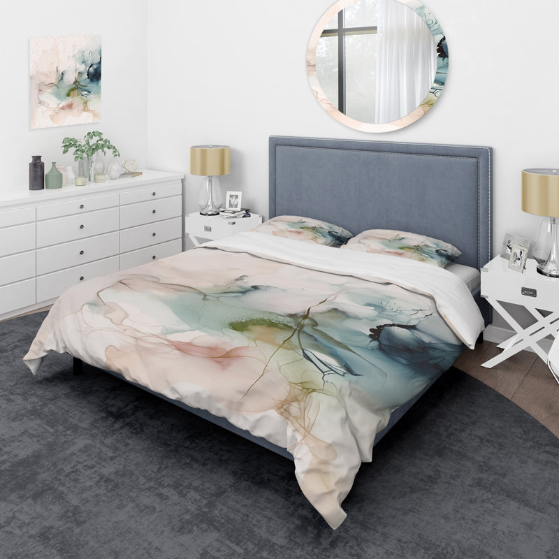 Ensemble de housse de couette en marbre vert et crème Essence Of Modernity IV
