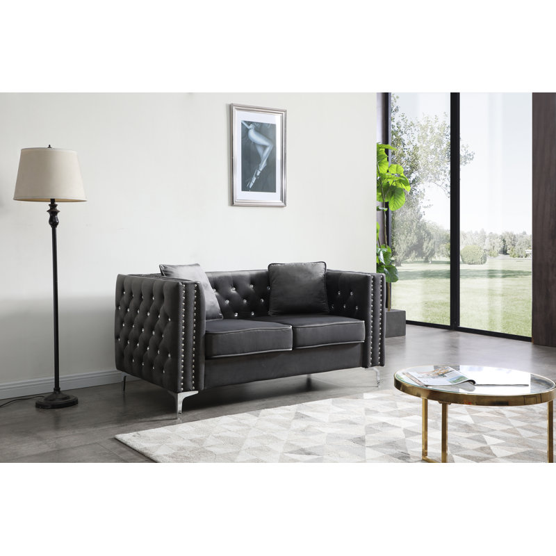 Ettinger 63'' Velvet Loveseat, Gray Velvet