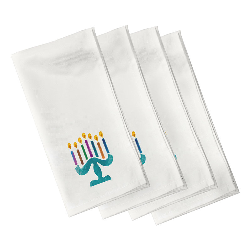 Chuang Painted Menorah Napkins, White