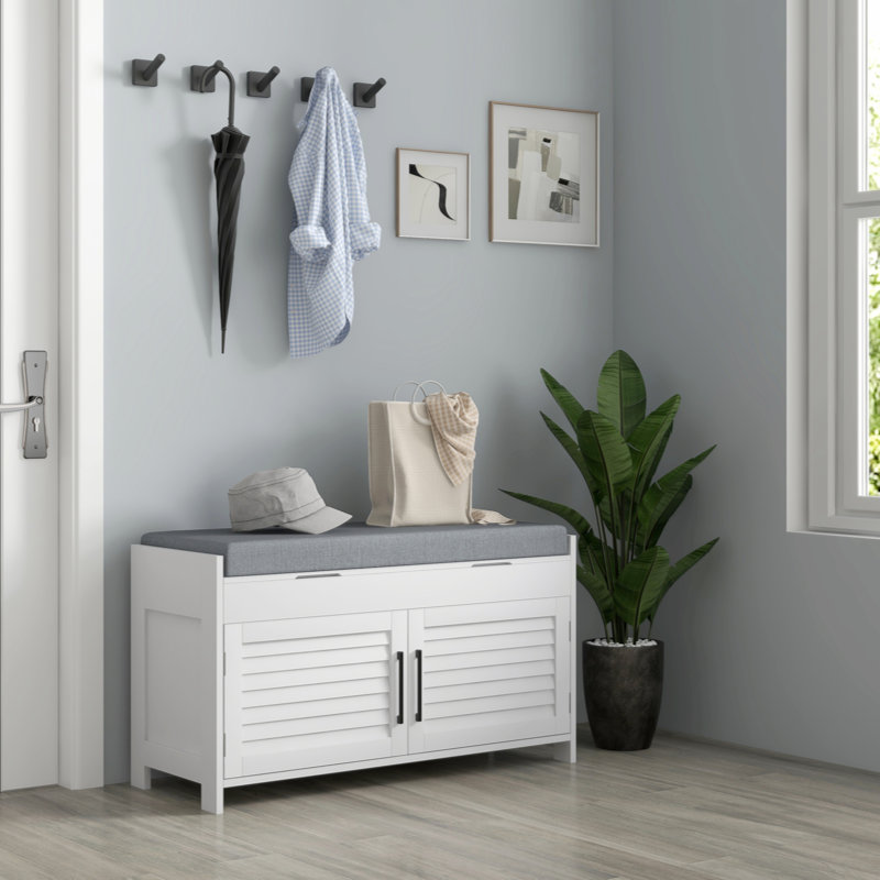 Shoe Bench Entryway Bench Shoe Storage with Hidden Compartments 35.4" Shoe Organizer With Adjustable Shelves and Shutter Doors