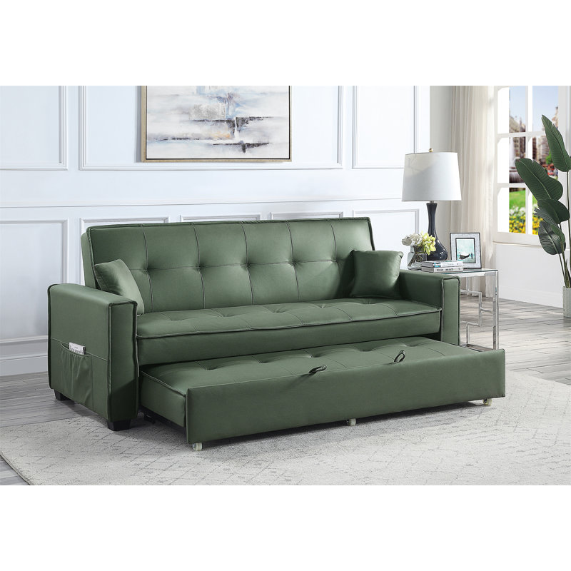 Driana Upholstered 82'' Sofa, Green Microfiber/Microsuede