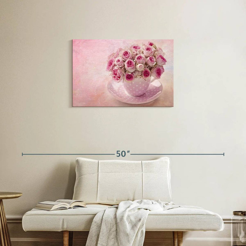Harnek Teacup Pink Roses, 20" H x 30" W