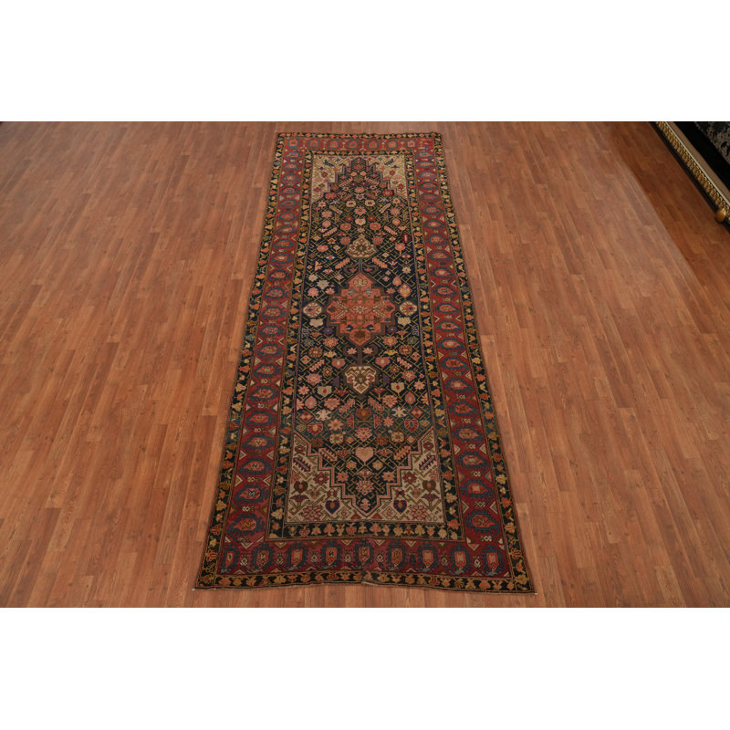 Tapis de couloir à teinture végétale antique pré-1900 4 x 12