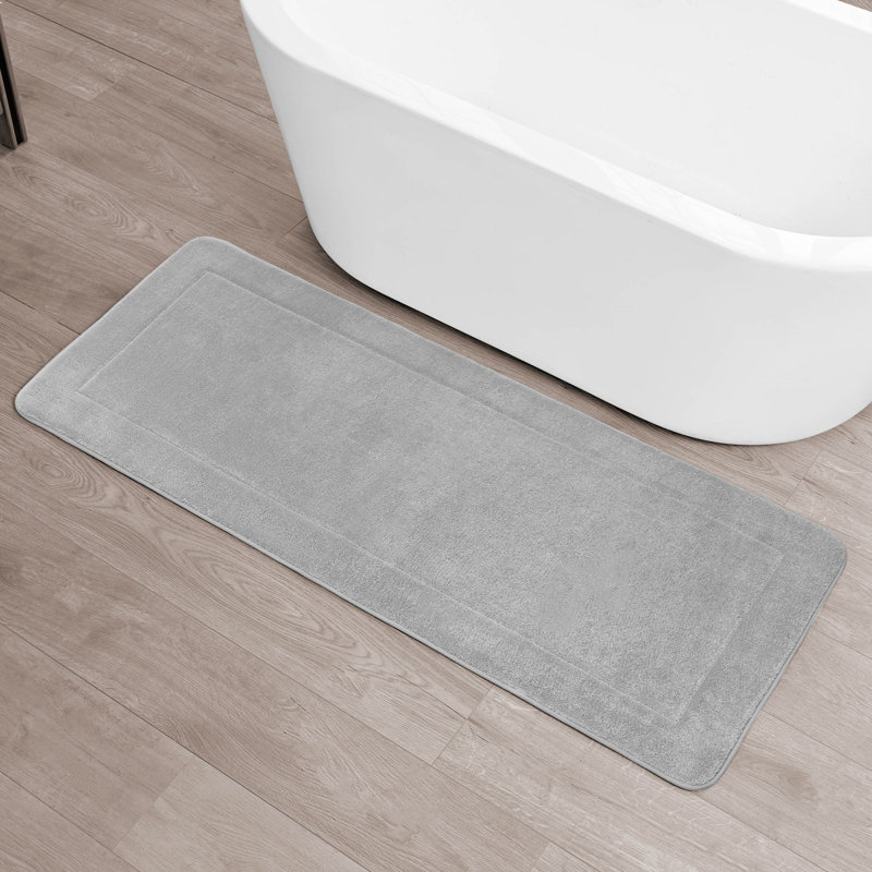 Non-Slip Bath Rug - Basics by Wayfair™, Light Gray, 24" W x 60" L
