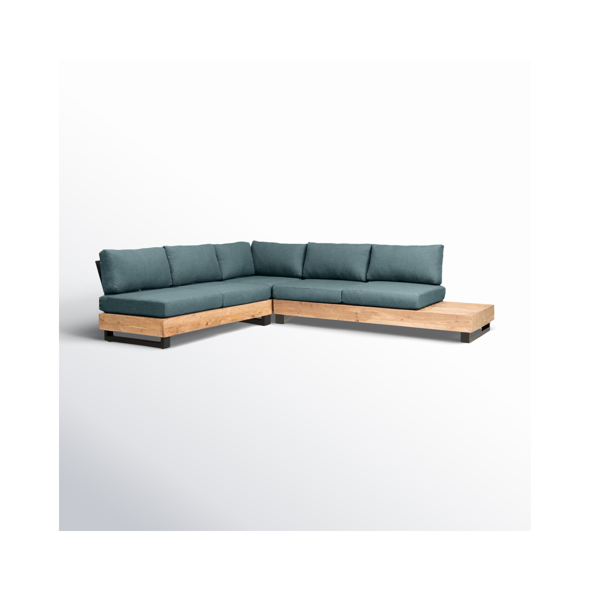 Combes 5 - Person Modular Patio Conversation Set with Sunbrella® Cushions, Cast Lagoon Sunbrella® Plainweave