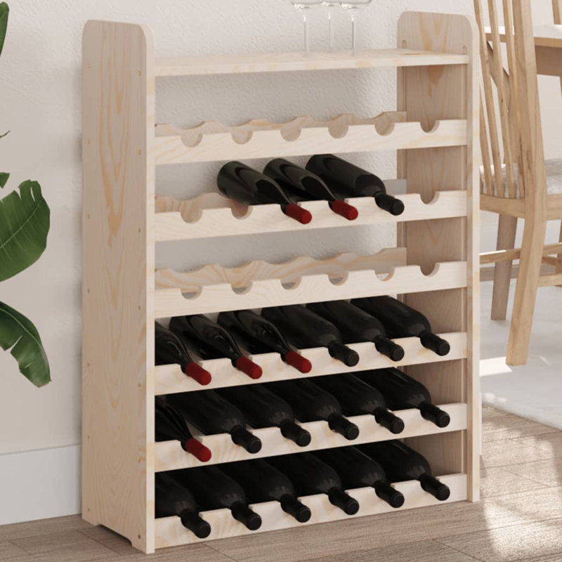 Solid Wood Floor Wine Bottle Rack Brown