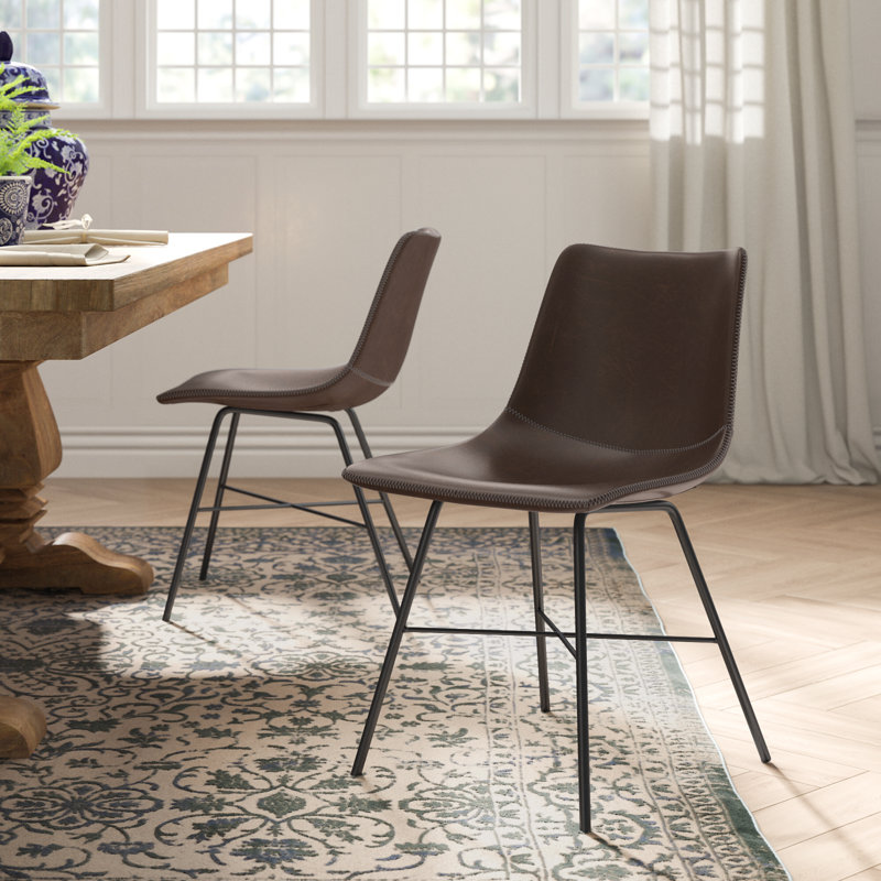 Bela Vegan Leather Dining Chair, Brown Faux Leather