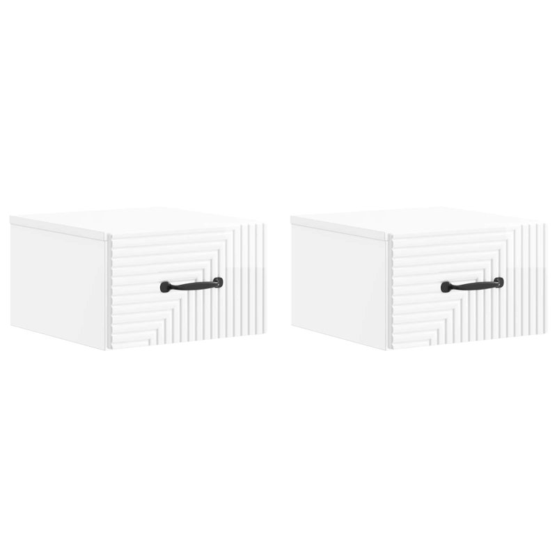 34.5cm W Manufactured Wood Bedside Table, High Gloss White