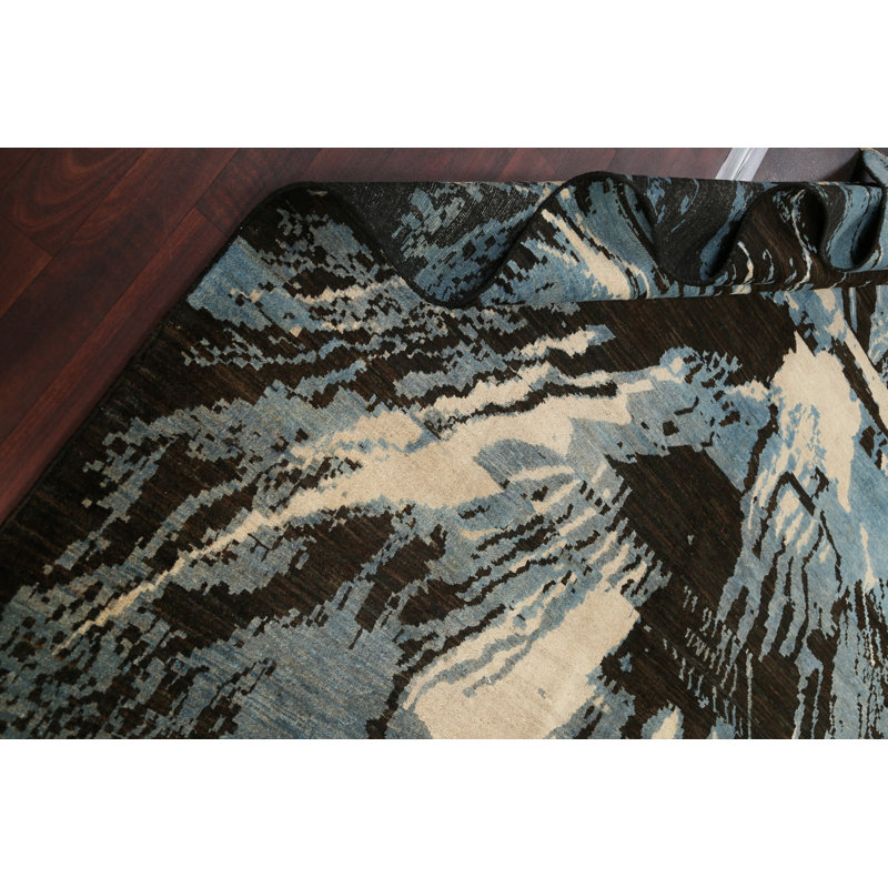 Tapis noir / bleu 7 x 10