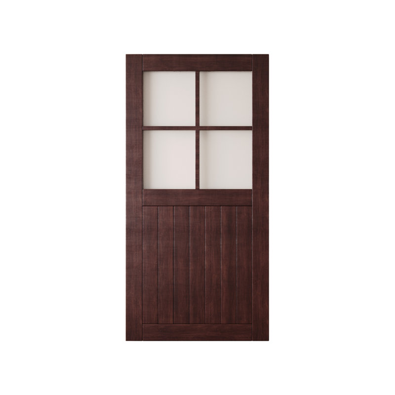 Porte de grange coulissante en bois massif non assemblé 30 x 80 couleur acajou rouge, 30 po x 80 po