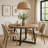 Kerklin Round Solid Wood Top Metal Base Dining Table