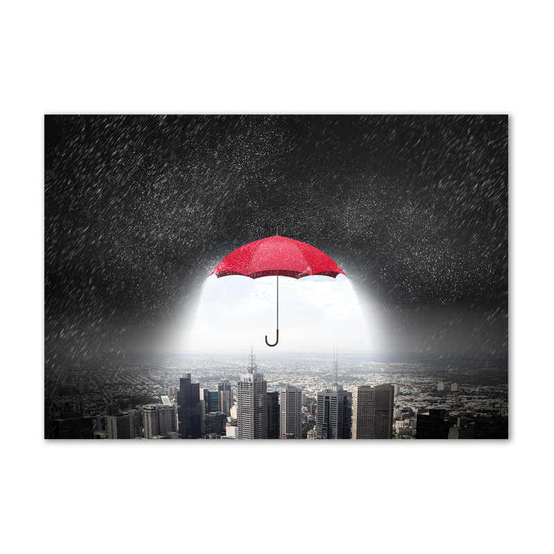 Umbrella Over The City - Wrapped Canvas Print