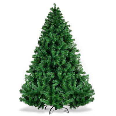 6ft Artificial Christmas Tree, Premium Unlit Hinged Spruce Full Tree with 1000 Branch Tips, Metal Stand, Hinged Structure, Easy Assembly Festival Celebration Xmas Tree for Home, Office, Party
