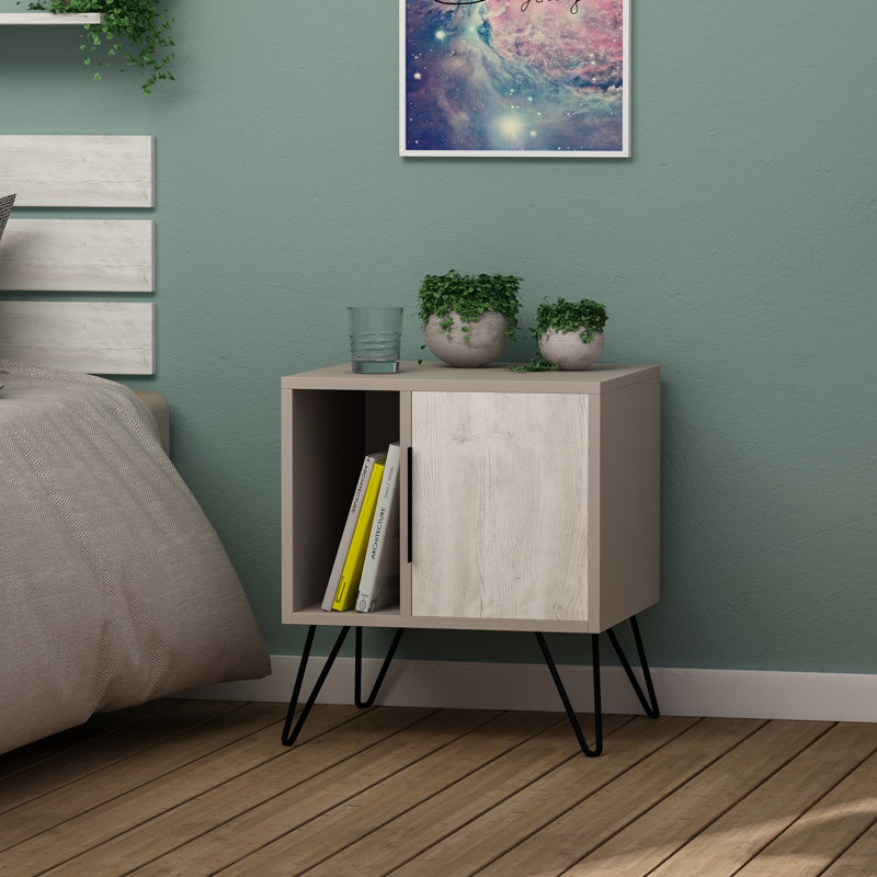 Bedelia Bedside Table, Light Mocha/Ancient White