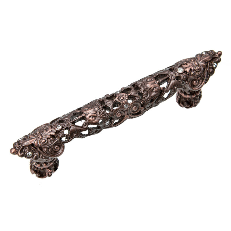 Juliane Grace 4 inches c.c. pull with Swarovski Clear Crystals in Antique Brass, Oil Rubbed Bronze, 3"