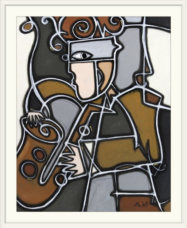 Malveaux «Funky Sax» par Brittiney, reproduction d'art, H 20 po x l 16 po x P 1,5 po, Toile