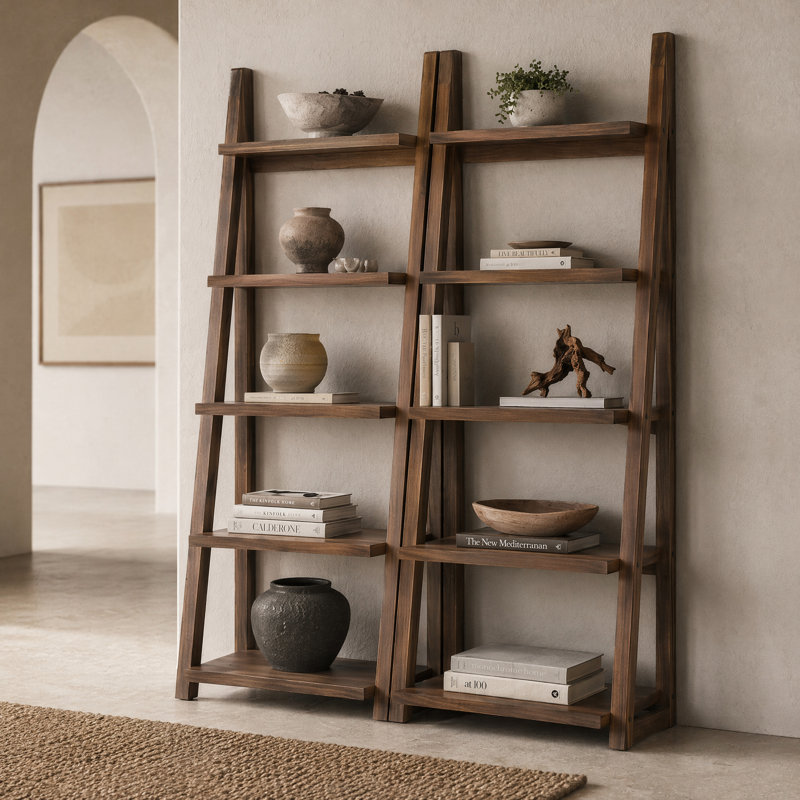 5-Tier Ladder Bookcase, Walnut