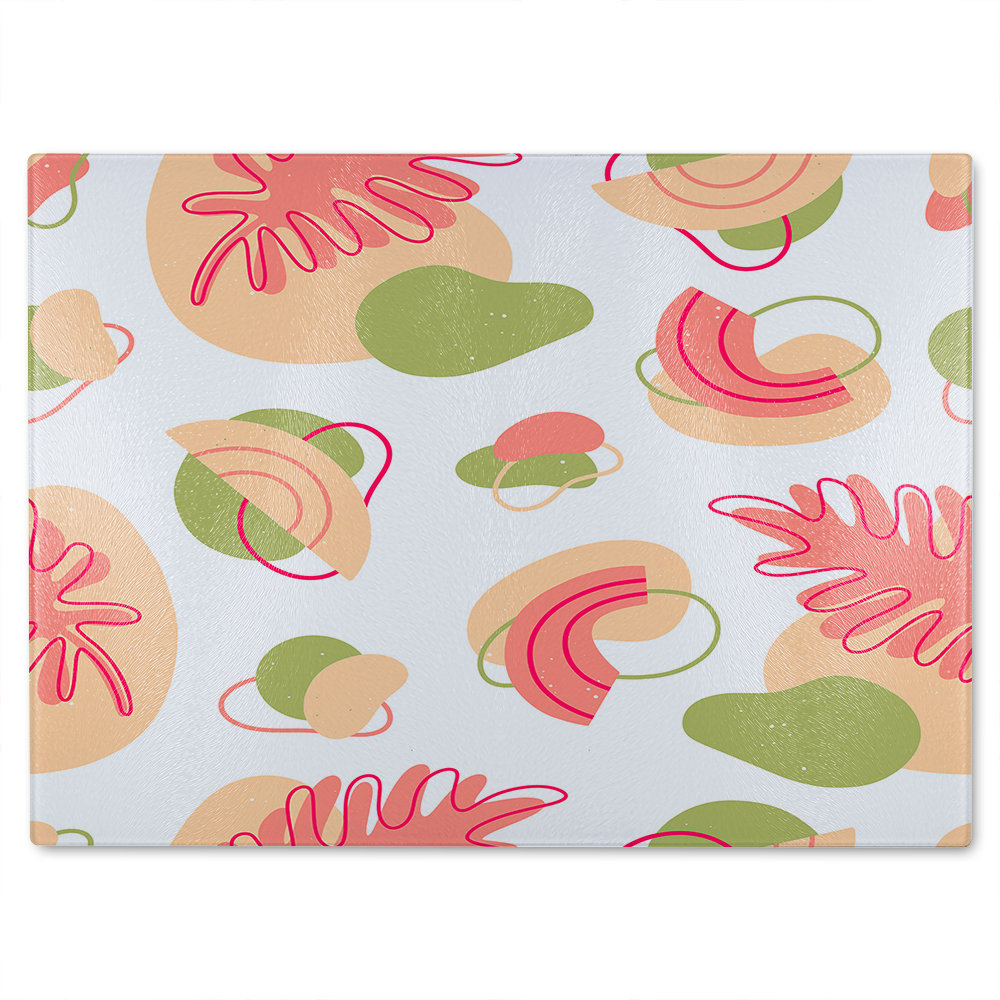 Botanical elements with line art Designer Glass Chopping Board