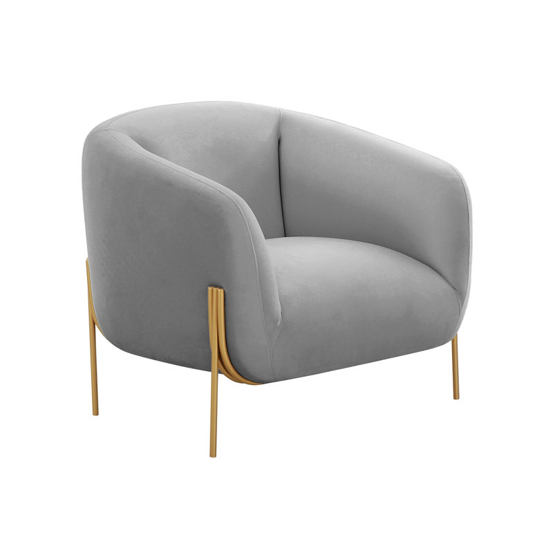 Kandra Velvet Accent Chair, Gray Velvet