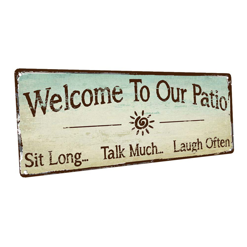 Panneau «Welcome To Our Patio», H 5,9 po x l 15,75 po x P 0,04 po