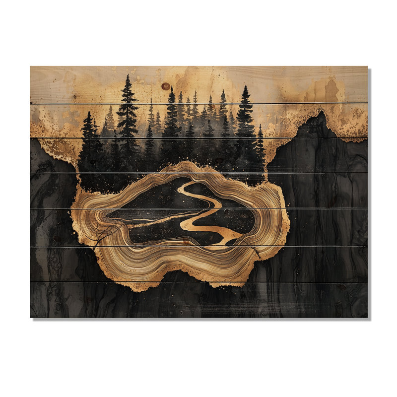 Forêt forêt de cristal onyx noir IV - Art mural en bois forêt - sur bois de pin naturel, H 30 po x l 40 po