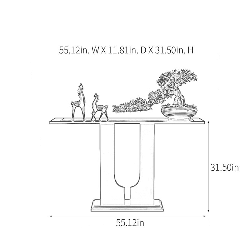 Console Modern Minimalist, H 31,5 po x l 55,12 po x P 11,81 po, Blanc