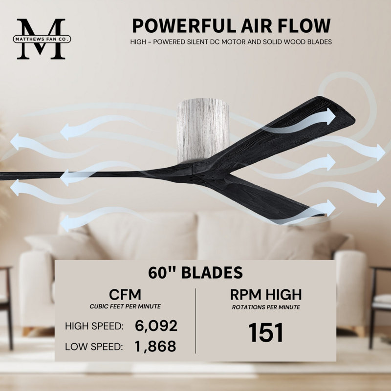 Irene Ceiling Fan, Barn Wood Tone, Matte Black, 60"