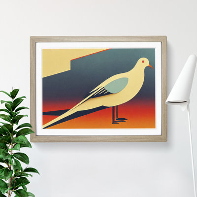 Dove Bird Deco Style Abstract 1 Piece Single Picture Frame Wall Art