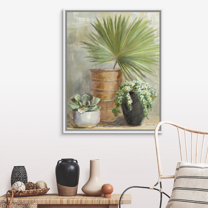Art mural sur toile "Jardin intérieur II", H 40 po x l 32 po x P 1,75 po, Toile avec cadre blanc