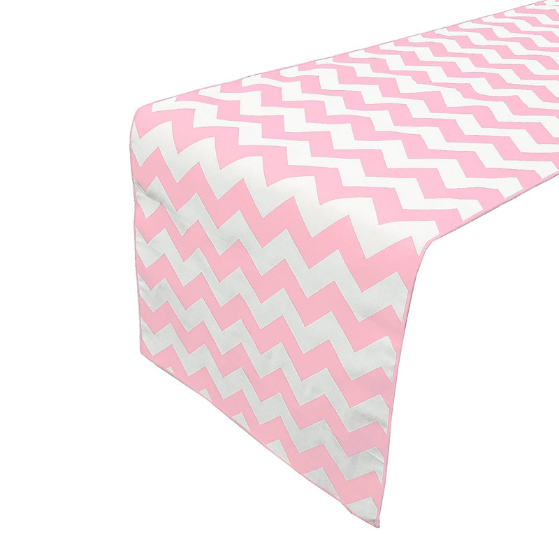 Chevron Print Table Runner, 24" W x 120" L, Pink