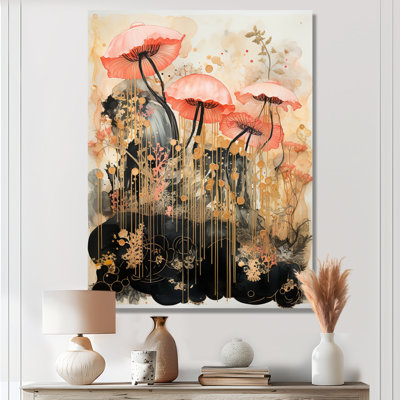 «Pink Jellyfish Vintage Collage», impression d'art mural méduse