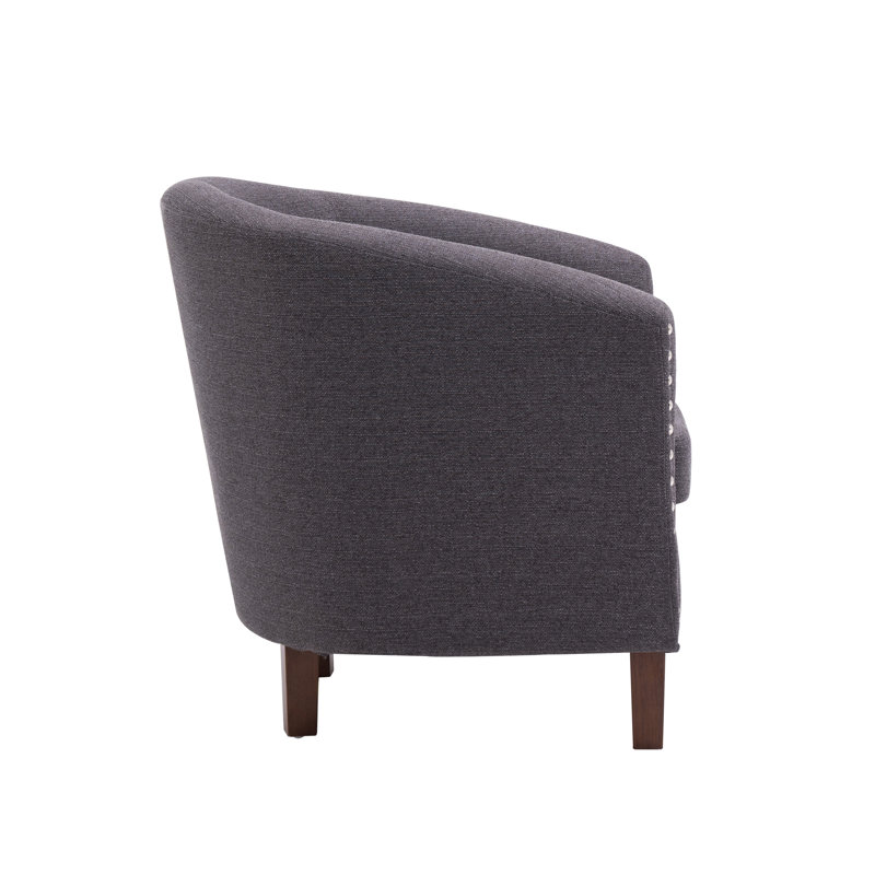 Chasewych Upholstered Barrel Chair, Dark Grey Polyester