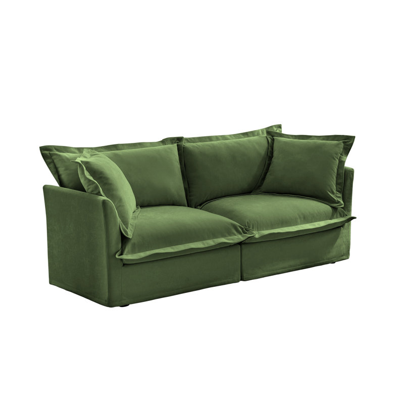 Canapé-housse moderne en chenille à 2 places avec housses profondes lavables et coussins de dossier haut pour le salon