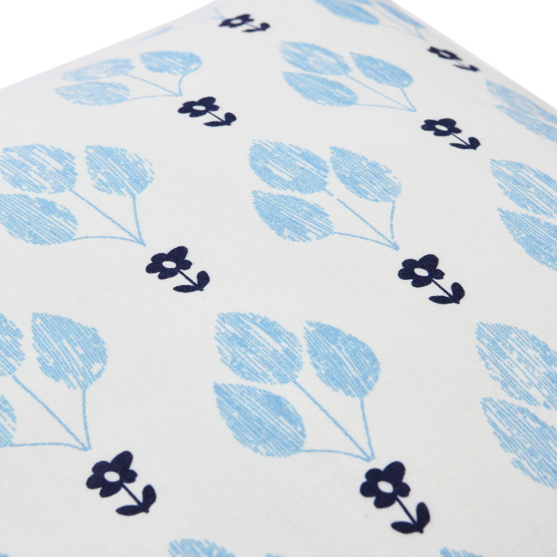 Eldana Floral Cotton Reversible Pillow Cover, Pillow Cover Only - No Insert, Blue/Black/Beige