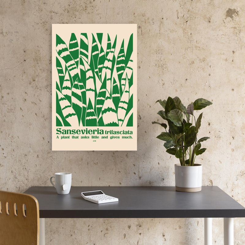 Art mural tropical naturel luxuriant, Sansevieria, 18" H x 12" W